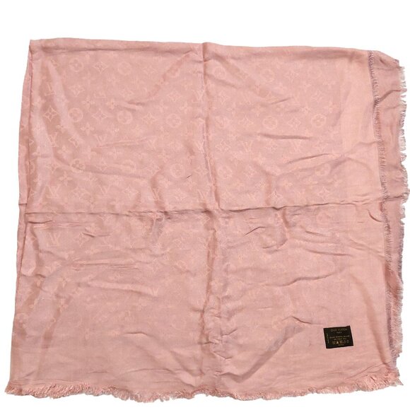 LOUIS VUITTON LV Vintage Iridescent Blush Pink Silk Wool Scarf Shawl Wrap - Picture 7 of 11